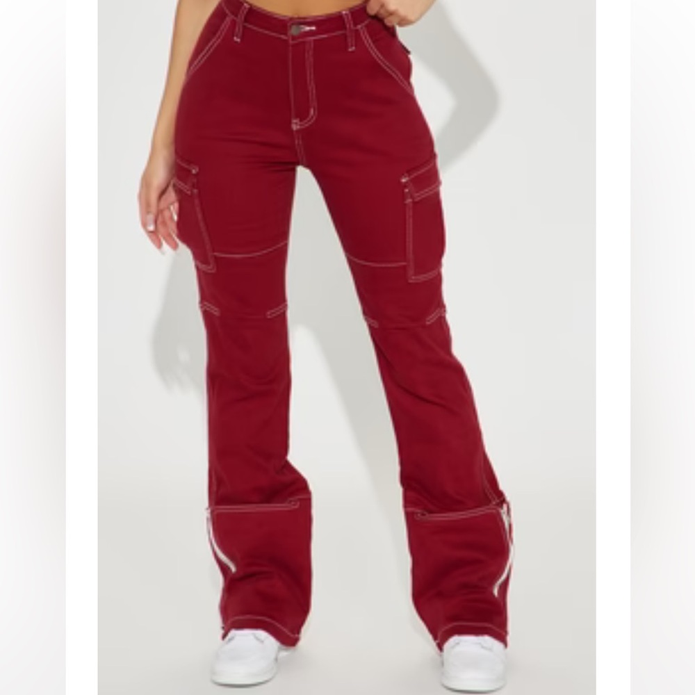 Camden Cargo Utility Jeans - Raspberry - Picture 3 of 7